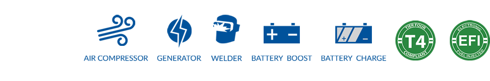 Vanair® Features - Air Compressor, Generator, Welder, Battery Boost, Battery Charge, Electronic Fuel Injected