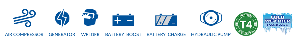 Vanair® Features - Air Compressor, Generator, Welder, Battery Boost, Battery Charge, Hydraulic Pump, Tier 4 Final Compliant, Cold Weather Package