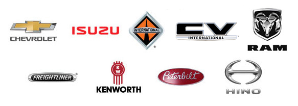 Chevrolet, Isuzu, International®, CV International, RAM®, Freightliner, Kenworth, Peterbilt, and Hino