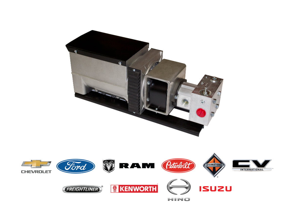 XCITE® Hydraulic Driven Generator XCITE® Hydraulic Driven Generator for Chevrolet, Ford®, RAM®, Peterbilt, International®, CV International, Freightliner®, Kenworth®, Hino, and Isuzu