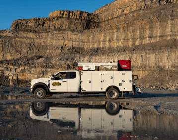 MidSouth Aggregate’s new electrified service vehicle performs its daily duties in the harsh environment of a mining operation.