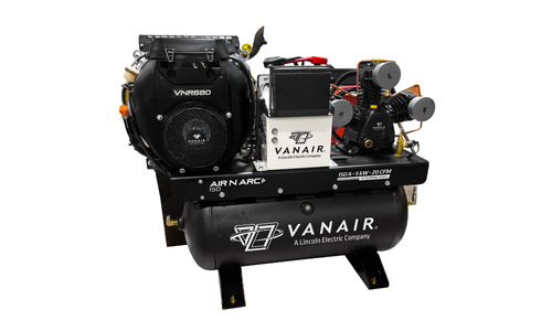 Vanair® Air N Arc® 150 ALL-IN-ONE Power System® with VNR680, 20 HP engine - compact vehicle-mounted unit with 30 gal. air tank Vanair® Air N Arc® 150 ALL-IN-ONE Power System® with VNR680, 20 HP engine - compact vehicle-mounted unit with 30 gal. air tank