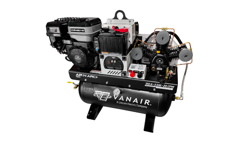 Vanair® Air N Arc® 150 ALL-IN-ONE Power System® with VNR460VEI, 16 HP engine - compact vehicle-mounted unit with 30 gal. air tank Vanair® Air N Arc® 150 ALL-IN-ONE Power System® with VNR460VEI, 16 HP engine - compact vehicle-mounted unit with 30 gal. air tank